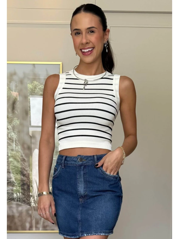 CROPPED FEMININO ZARA - COSH JEANS - Branca/preto