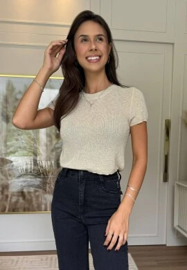 CROPPED GLAM FIO LUREX - COSH JEANS - Bege