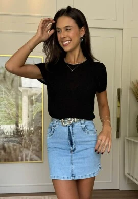 CROPPED GLAM FIO LUREX - COSH JEANS - Preto
