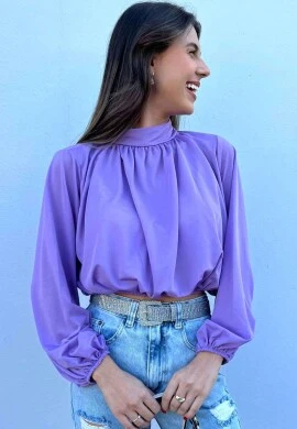 CROPPED GOLA ALTA MANGAS LONGAS  COSH JEANS - Lilas