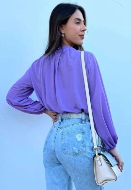 CROPPED GOLA ALTA MANGAS LONGAS  COSH JEANS - Lilas