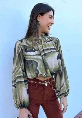 CROPPED GOLA ALTA MANGAS LONGAS  COSH JEANS - Verde