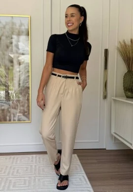 CROPPED GOLA ALTA POLIAMIDA - COSH JEANS - Preto