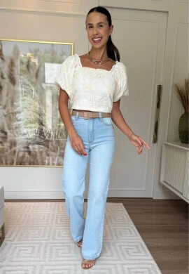 CROPPED LIZI CIGANINHA - COSH JEANS - Off white