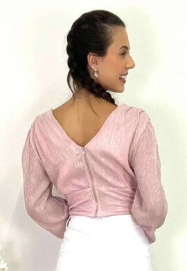 CROPPED LUREX COM BRILHO  COSH JEANS - Rosa