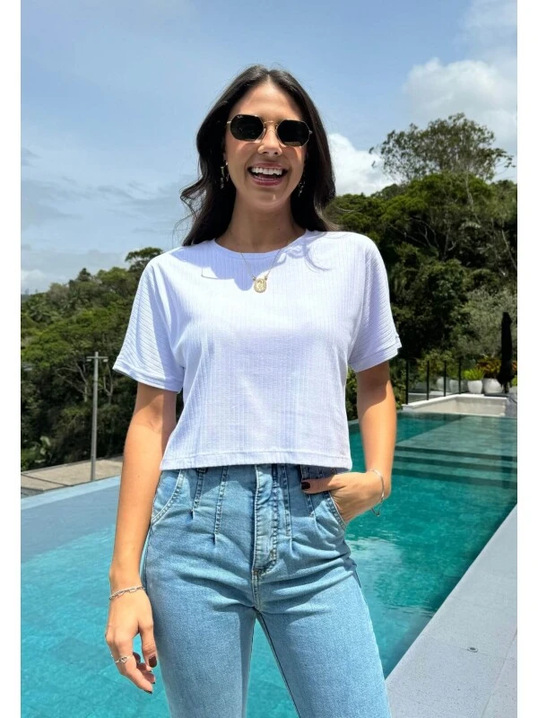 CROPPED MELISSA CANELADO - COSH JEANS - Branco