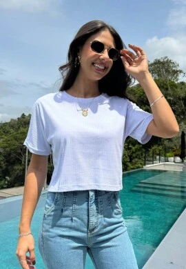 CROPPED MELISSA CANELADO - COSH JEANS - Branco