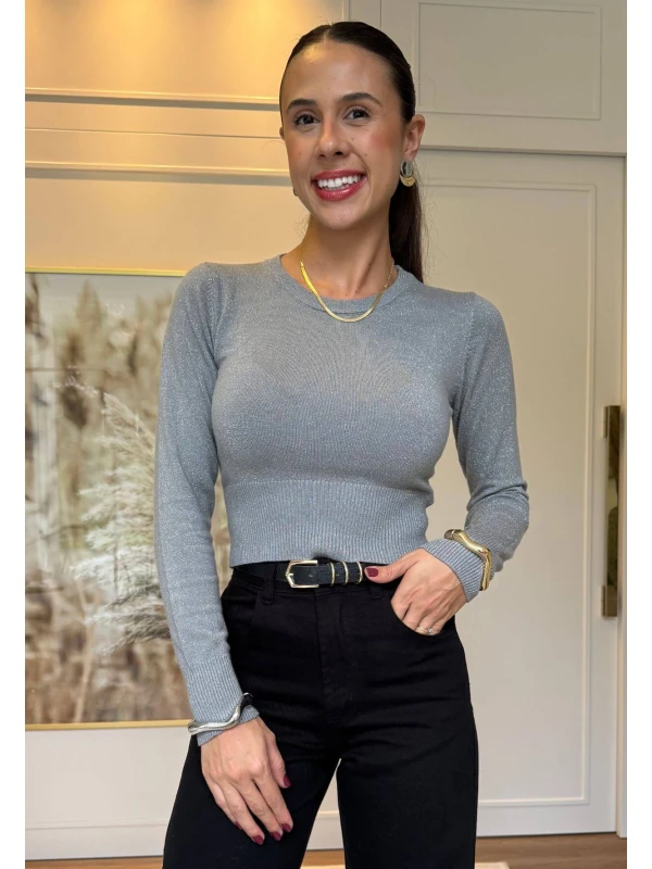 CROPPED MODAL GLAM CASSIA - COSH JEANS - Cinza