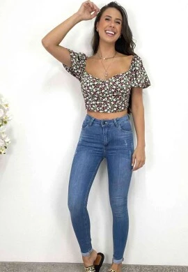 CROPPED PRINCESA ESTAMPADO - COSH JEANS - Preto