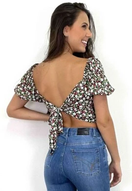 CROPPED PRINCESA ESTAMPADO - COSH JEANS - Preto