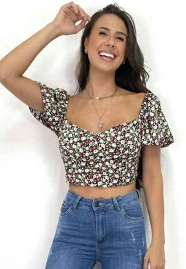 CROPPED PRINCESA ESTAMPADO - COSH JEANS - Preto
