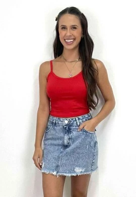 CROPPED RIBANA CANELADO ALÇAS FINAS  COSH JEANS - Vermelho