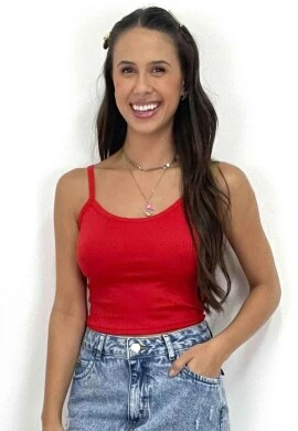 CROPPED RIBANA CANELADO ALÇAS FINAS  COSH JEANS - Vermelho