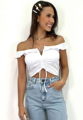 CROPPED RIBANA COM BOJO  COSH JEANS - Branco