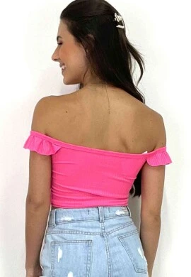 CROPPED RIBANA COM BOJO  COSH JEANS - Rosa