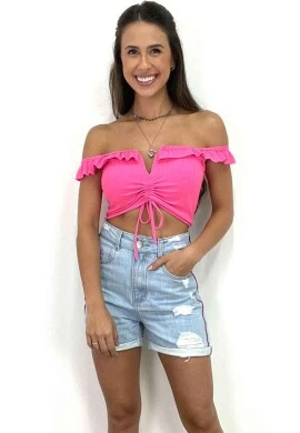 CROPPED RIBANA COM BOJO  COSH JEANS - Rosa