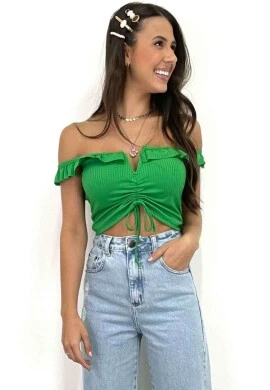 CROPPED RIBANA COM BOJO  COSH JEANS - Verde