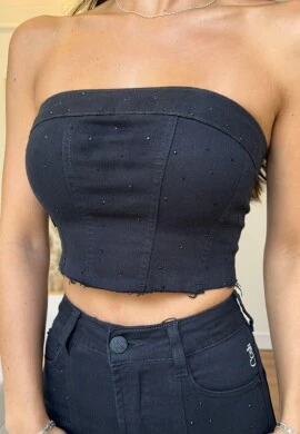 CROPPED TOMARA QUE CAIA CALISTA - COSH JEANS - Preto
