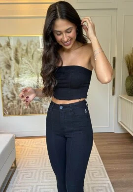 CROPPED TOMARA QUE CAIA CALISTA - COSH JEANS - Preto