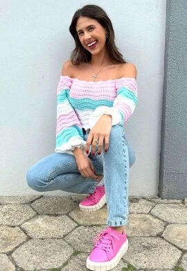 CROPPED TRICOT MANGA LONGA - COSH JEANS - Off white