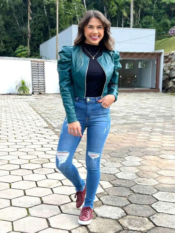 JAQUETA COURINO BUFANTE FEMININA - COSH JEANS - Verde