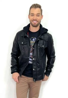JAQUETA COURINO FORRO FLANELA MASCULINA  COSH JEANS - Preto