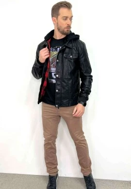 JAQUETA COURINO FORRO FLANELA MASCULINA  COSH JEANS - Preto