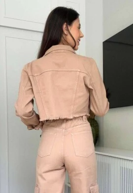 JAQUETA CROPPED COLLOR MIA - COSH JEANS - Camurça