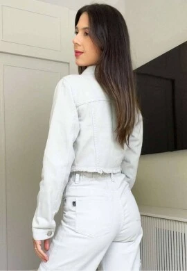 JAQUETA CROPPED COLLOR MIA - COSH JEANS - Gelo