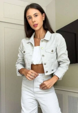 JAQUETA CROPPED COLLOR MIA - COSH JEANS - Gelo