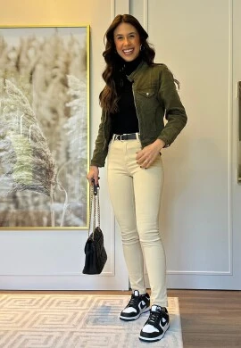 JAQUETA CROPPED VERDE MUSGO COM ELASTANO - Verde musgo