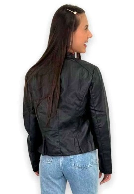 JAQUETA DE COURINO FEMININA COM DETALHES  COSH JEANS - Preto