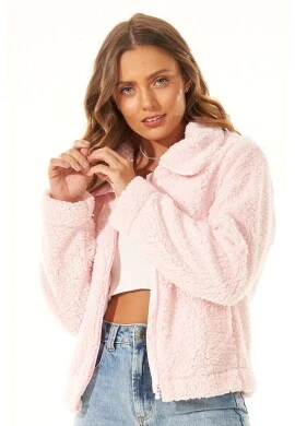 JAQUETA DE PELÚCIA FORRADA - Rosa
