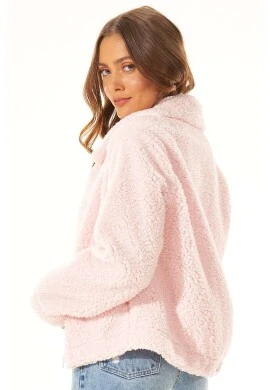 JAQUETA DE PELÚCIA FORRADA - Rosa