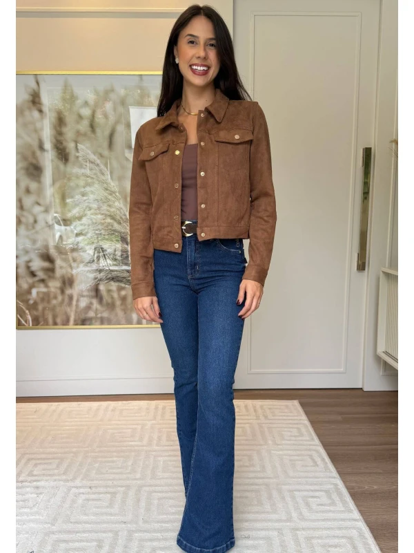 JAQUETA DE SUEDE MERI - COSH JEANS - Caqui