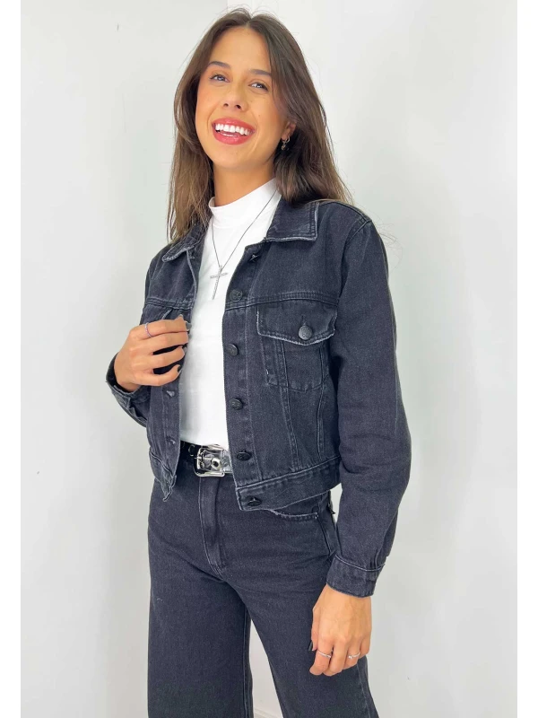 JAQUETA FEMININA BLACK HELOA  COSH JEANS - Preto