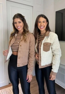 JAQUETA FEMININA DUPLA FACE ABIGAIL  COSH JEANS - Camurça