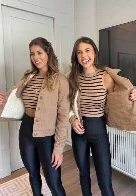 JAQUETA FEMININA DUPLA FACE ABIGAIL  COSH JEANS - Camurça