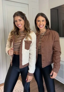 JAQUETA FEMININA DUPLA FACE ABIGAIL  COSH JEANS - Chocolate