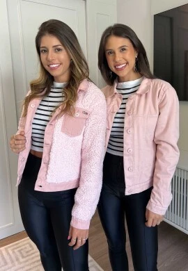 JAQUETA FEMININA DUPLA FACE ABIGAIL  COSH JEANS - Rosa quartzo