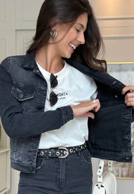JAQUETA JEANS BLACK CONFORT FEMININA GABRIELA  COSH JEANS - Preto