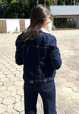 JAQUETA JEANS C/ PELO FEMININA AMACIADA - COSH JEANS - Jeans