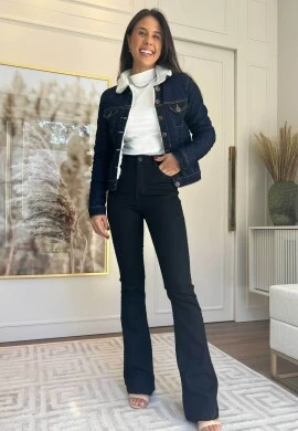 JAQUETA JEANS C/ PELO FEMININA AMACIADA - COSH JEANS - Jeans