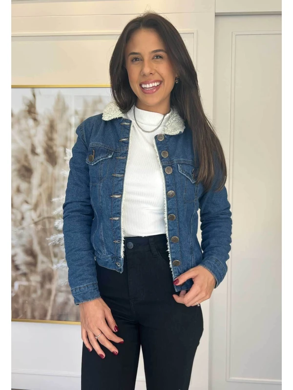 JAQUETA JEANS COM PELO FEMININA STONE  COSH JEANS - Jeans