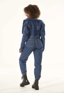 JAQUETA JEANS CROPPED DESTROYED - Jeans