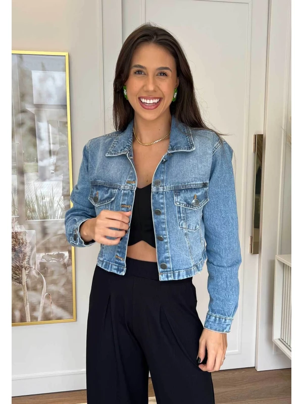 JAQUETA JEANS CROPPED EDUARDA  COSH JEANS - Jeans