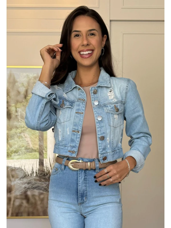 JAQUETA JEANS CROPPED FEMININA LEIA  COSH JEANS - Jeans