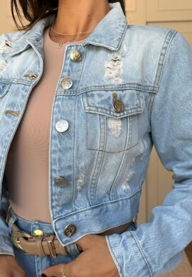 JAQUETA JEANS CROPPED FEMININA LEIA  COSH JEANS - Jeans