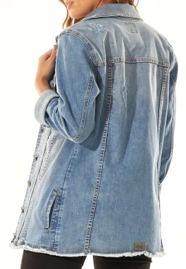JAQUETA JEANS DESTROYED COM ELASTANO - Jeans