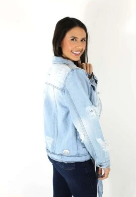 JAQUETA JEANS FEMININA DESTROYED - Jeans